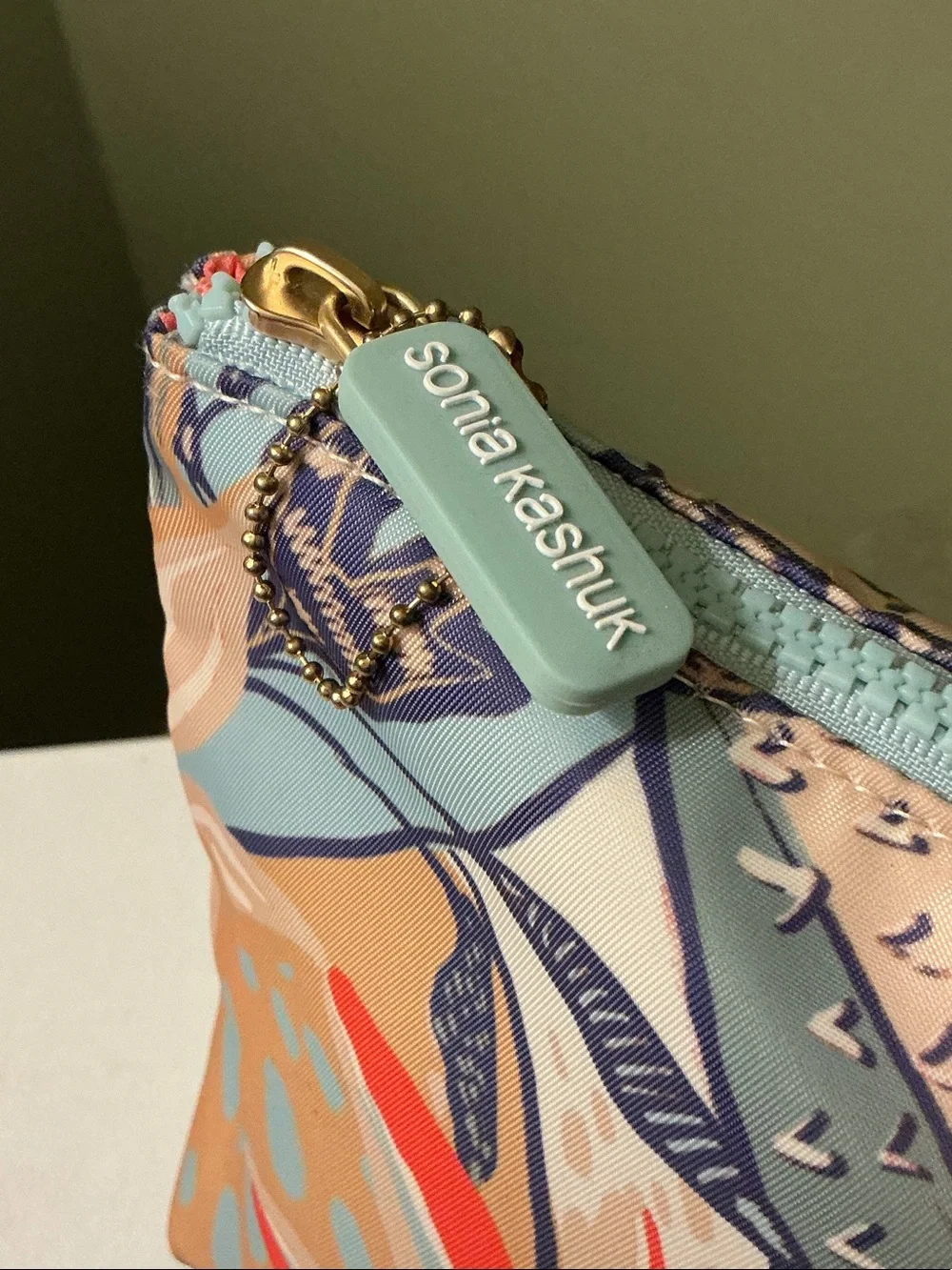 Sonia Kashuk Floral Cosmetic Pouch in Peach, Light Blue & Navy